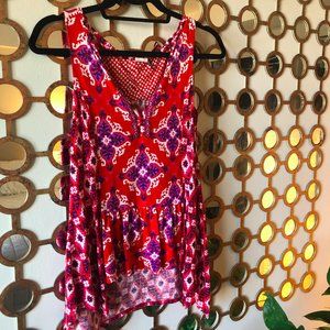 Akemi + Kin Red Print Cotton Blend Tank